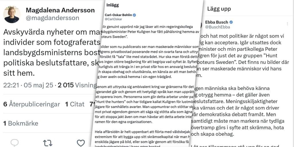 Politiker reagerar efter aktivisters aktion hos landsbygdsministern