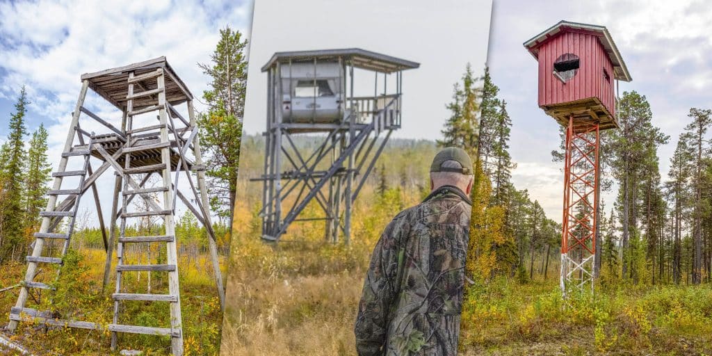 Fågelholk och husvagn – jaktlaget med ovanliga älgtorn